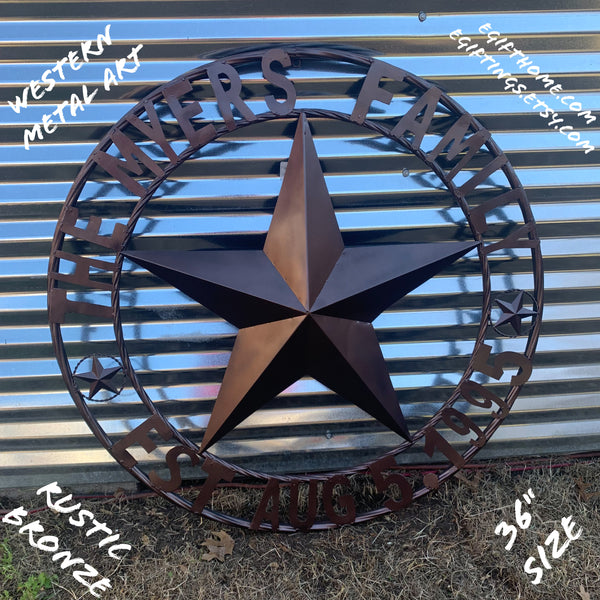 MYERS STYLE YOUR CUSTOM NAME STAR BARN STAR METAL LONE STAR WESTERN HOME DECOR RUSTIC BLACK HANDMADE 24",32",36",50"