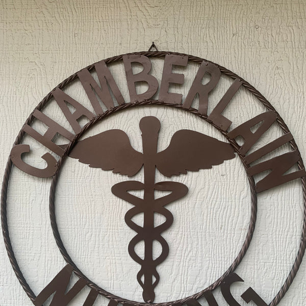 CHAMBERLAIN NURSING STYLE CUSTOM NAME SIGN MEDICAL LOGO HANDMADE