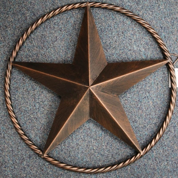 12" BARN STAR TWISTED ROPE RING METAL ART WESTERN HOME DECOR VINTAGE RUSTIC BRONZE NEW