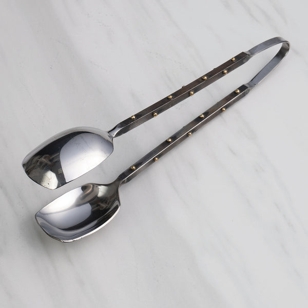 #IH_15697 BLACK GOLD 9" DOTS  ICE TONG KITCHEN WARE WESTERN HOME DECOR SCOOP ART NEW