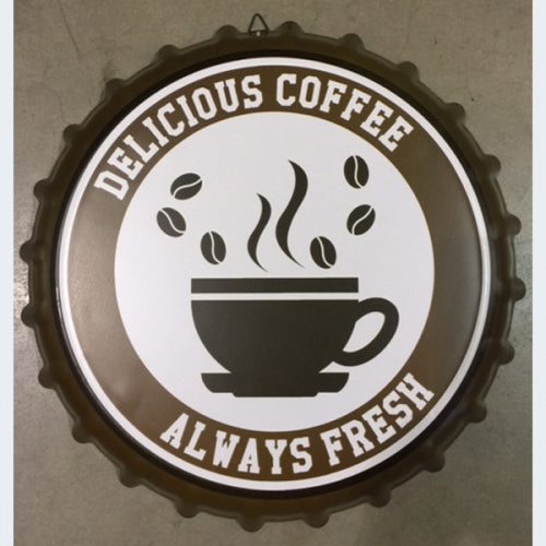 COFFEE BOTTLE CAP TIN SIGN METAL ART WESTERN HOME DECOR CRAFT