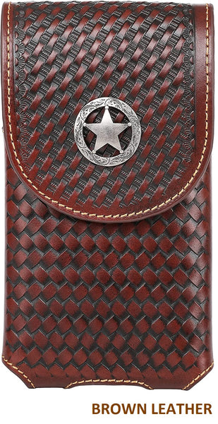 #MW_RLP001 7" LONESTAR BLACK LEATHER POUCH EXTRA LARGE  BELT LOOP HOLSTER CELL PHONE CASE UNIVERSAL OVERSIZE--FREE SHIPPING