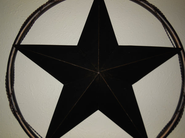 12"16",24",32" BARBWIRE ON SOLID RING BLACK BARN STAR METAL LONESTAR WESTERN HOME DECOR HANDMADE #EH10057
