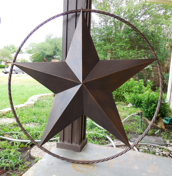 12" TO 72" BARN METAL STAR TWISTED ROPE RING RUSTIC BRONZE COPPER WESTERN HOME DECOR HANDMADE #EH10008