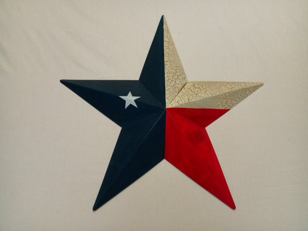 CRACKLE STYLE TEXAS FLAG STAR RED WHITE & BLUE METAL BARN STAR METAL WALL ART WESTERN HOME DECOR NEW