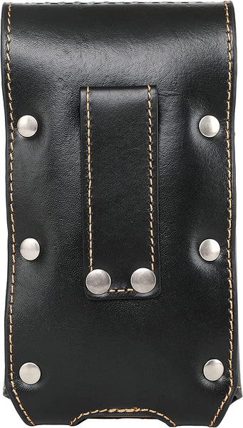 #MW_RLP001 7" LONESTAR BLACK LEATHER POUCH EXTRA LARGE  BELT LOOP HOLSTER CELL PHONE CASE UNIVERSAL OVERSIZE--FREE SHIPPING