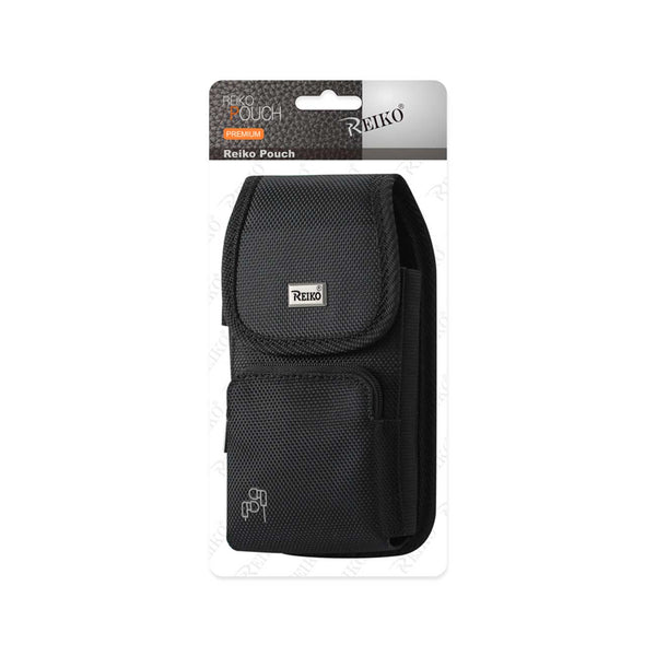 PH15B-BK 7" REIKO XL EXTRA LARGE VERTICAL RUGGED POUCH WITH ZIPPER POCKET VELCO CLOSURE  &  BELT LOOP HOLSTER CELL PHONE CASE UNIVERSAL OVERSIZE
