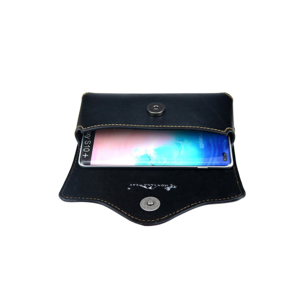 #MW_RLP-016 AMERICAN EAGLE 7" BLACK HORIZONTAL LEATHER POUCH EXTRA LARGE  BELT LOOP HOLSTER CELL PHONE CASE UNIVERSAL OVERSIZE--FREE SHIPPING