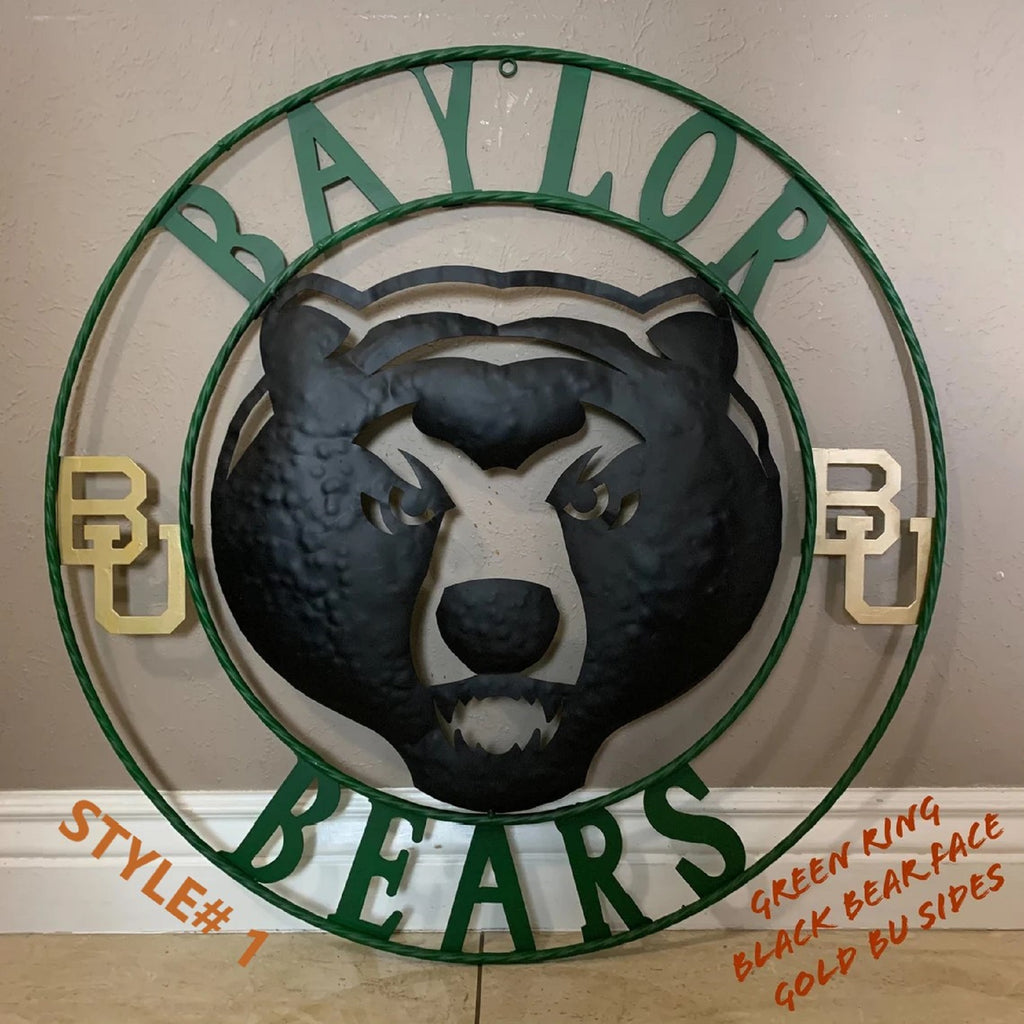 12",18",24",32" BAYLOR BEARS CUSTOM METAL VINTAGE CRAFT SIGN WESTERN HOME DECOR HANDMADE