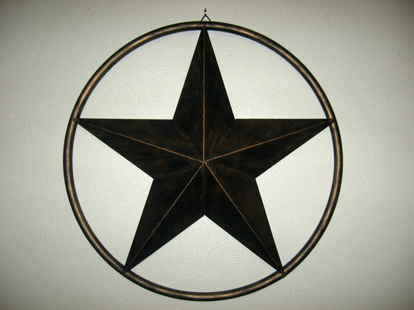 LONE STAR 48" METAL BARN STAR TWISTED ROPE RING RUSTIC BRONZE WESTERN HOME DECOR HANDMADE-#EH10014
