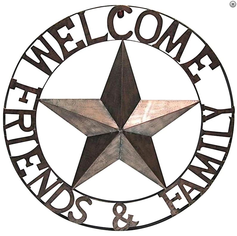 22" WELCOME FRIENDS FAMILY BARN METAL STAR WALL ART WESTERN HOME DECOR--FREE SHIPPING