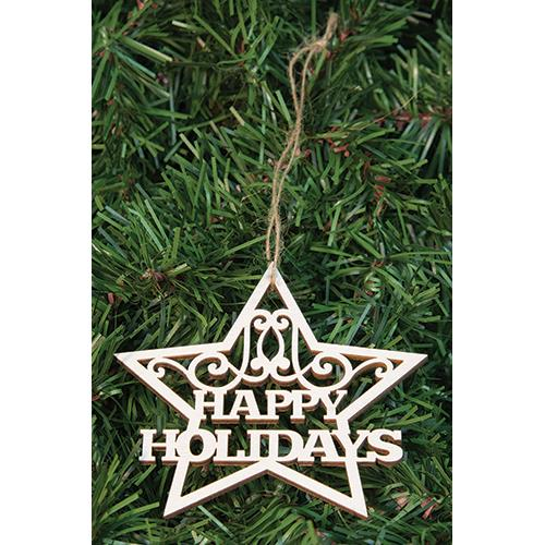 CH_G33874 HAPPY HOLIDAYS STAR ORNAMENTS WESTERN HOME DECOR BRAND NEW--FREE SHIPPING
