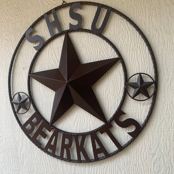 24",32" SHSU SAM HOUSTON BEARKATS RUSTIC BROWN METAL CUSTOM VINTAGE CRAFT RUSTIC BROWN TEAM STAR HANDMADE