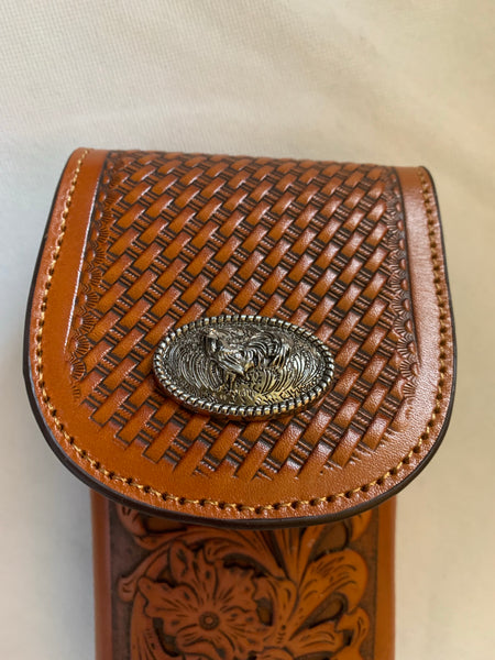 L_2069-1  7" ROOSTER TAN BROWN LEATHER POUCH EXTRA LARGE  BELT LOOP HOLSTER CELL PHONE CASE UNIVERSAL OVERSIZE
