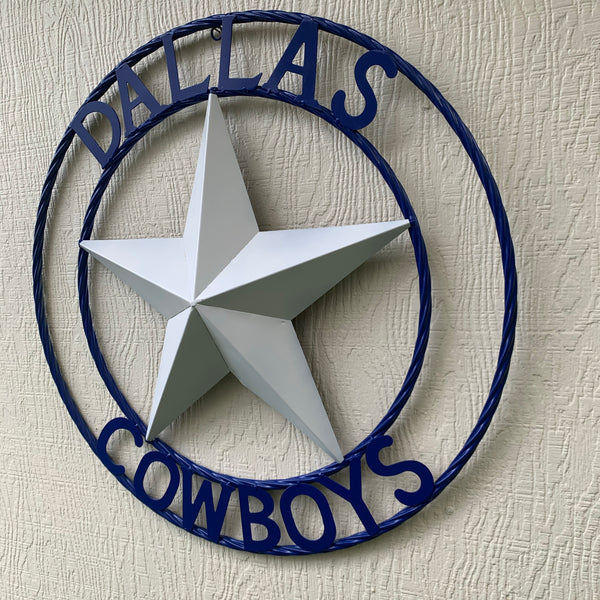 DALLAS COWBOYS STAR METAL BARN LONE STAR WESTERN HOME DECOR BLUE & WHITE STAR, SIZE:24",32",36",40",42",44",46",50"