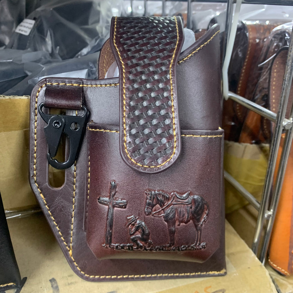 7" x 6" GENUINE LEATHER SHOOTING POUCH BELT LOOP HANDMADE NEW -- FREE SHIPPING