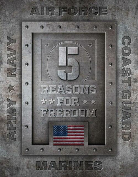 5 REASONS FOR FREEDOM TIN SIGN METAL ART WESTERN HOME DECOR CRAFT - FREE SHIPPING