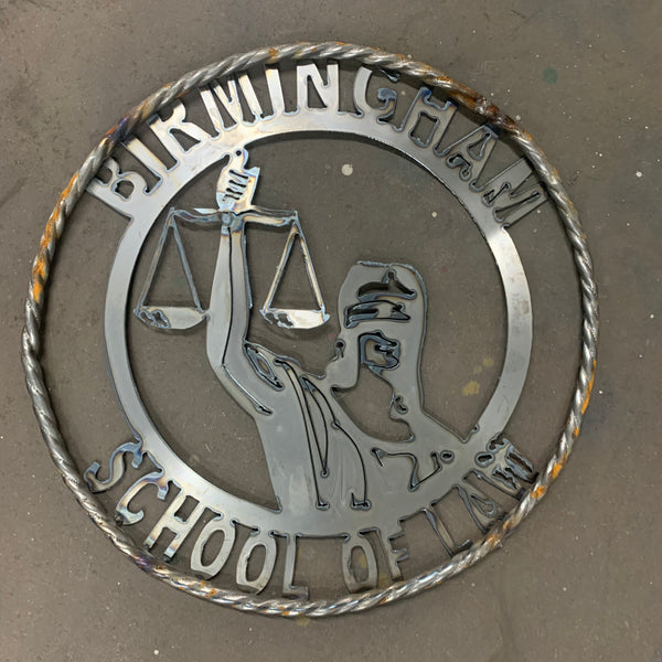 BIRMINGHAM SCHOOL OF LAW  CUSTOM VINTAGE METAL CRAFT WALL ART RUSTIC TEAM SIGN HANDMADE