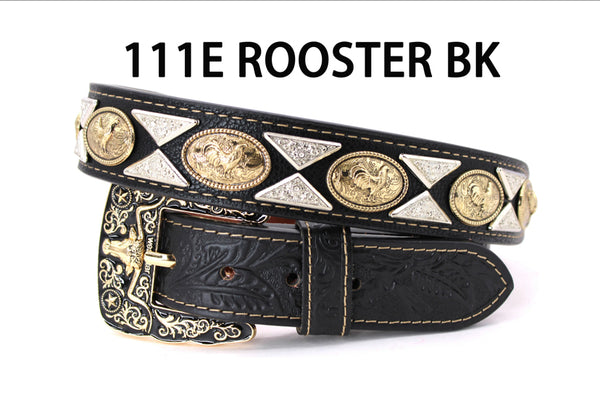 WS111E ROOSTER LEATHER BELT BLACK WESTERN BELTS FASHION NEW STYLE
