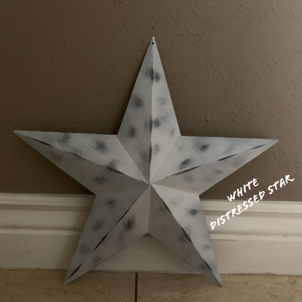 DISTRESSED WHITE STAR METAL WALL ART TWO TONE WESTERN HOME DECOR HANDMADE