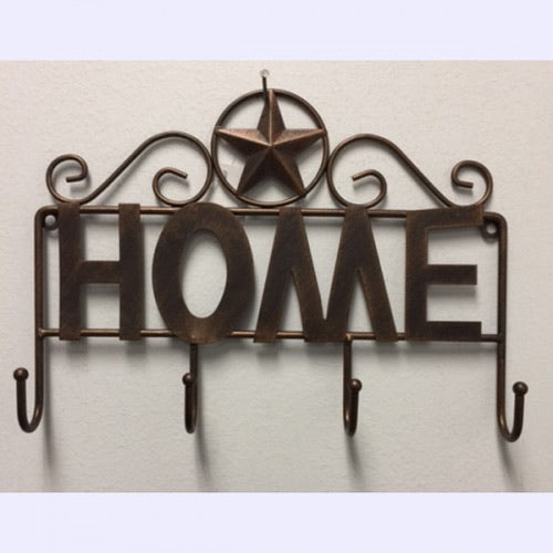 11.5" HOME KEY HOLDER HOOK WALL ART METAL WESTERN HOME DECOR NEW