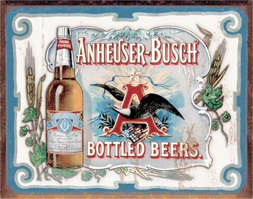 ANHEUSER BUSCH TIN SIGN METAL ART WESTERN HOME DECOR CRAFT