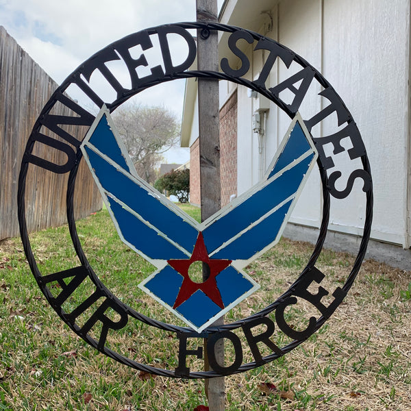 24" US AIR FORCE MILITARY CUSTOM VINTAGE METAL CRAFT WALL ART AIRFORCE WESTERN HOME DECOR HANDMADE