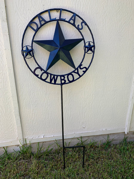 24" STAR & 34" STAKE DALLAS COWBOYS DECOR METAL ART WESTERN HOME WALL DECOR ALL NAVY BLUE STAR WITH 34" STAKE
