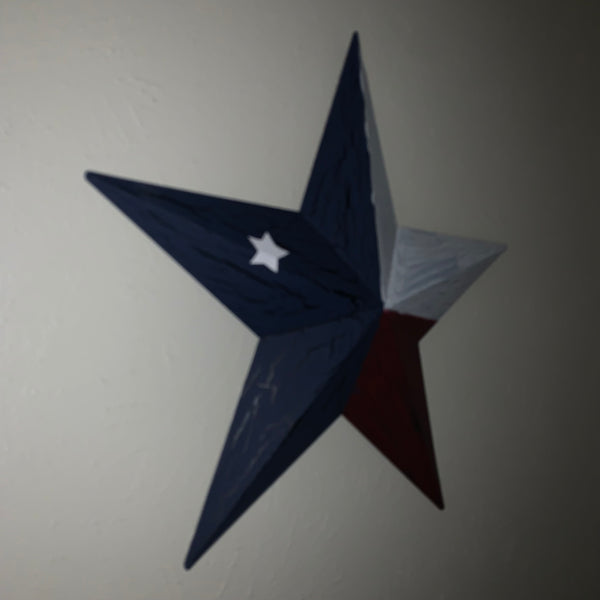 CRACKLE STYLE RED WHITE & BLUE METAL BARN STAR METAL WALL ART WESTERN HOME DECOR RUSTIC NEW