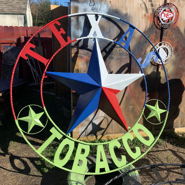 4,5,6 FOOT LARGE OVERSIZE CUSTOM NAME BARN METAL STAR 3d WITH TWISTED ROPE RING DESIGN METAL WALL ART WESTERN HOME DECOR VINTAGE RUSTIC BROWN NEW HANDMADE, 48",60",72" NEW HANDMADE