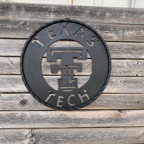 12",18",24",32",36" TEXAS TECH RUSTIC BLACK CUSTOM METAL VINTAGE CRAFT TEAM SIGN HANDMADE TO ORDER