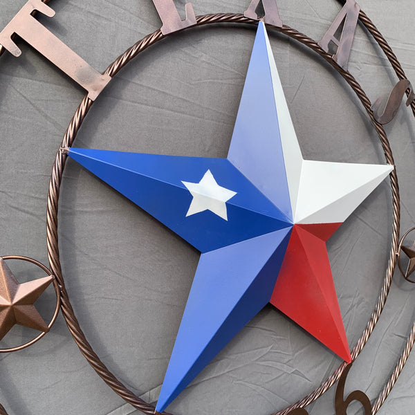 1836 TEXAS FLAG STAR RED WHITE BLUE TWISTED BRONZE RING WESTERN HOME DECOR HANDMADE NEW