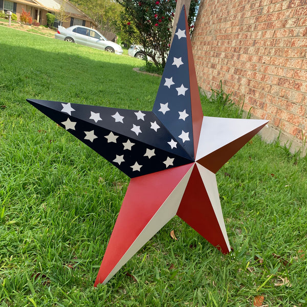 USA FLAG STAR STYLE# 5 RED WHITE & BLUE AMERICANA METAL BARN STAR WALL ART HANDMADE TO ORDER NEW