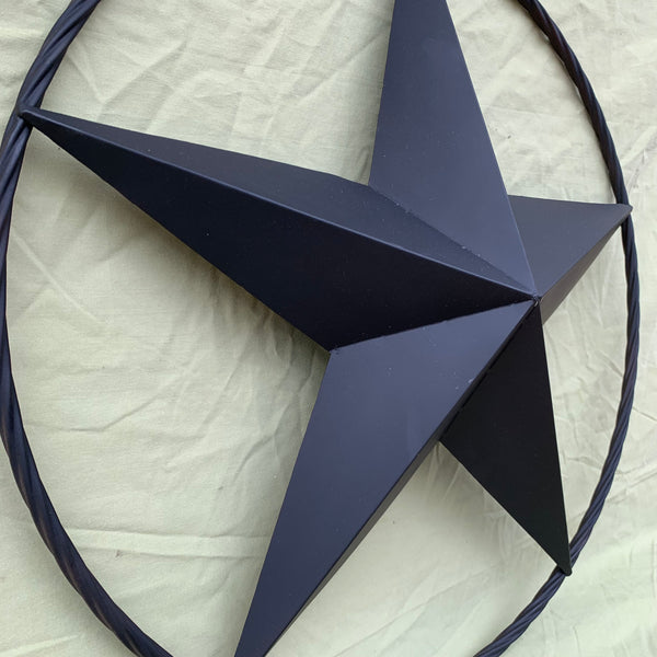 RUSTIC BLACK BARN STAR METAL LONE STAR 3d TWISTED ROPE RING WESTERN HOME DECOR HANDMADE NEW 12",16",24",32",36"-#EH10608