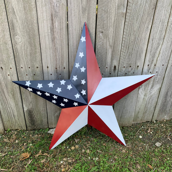 USA FLAG STAR STYLE# 5 RED WHITE & BLUE AMERICANA METAL BARN STAR WALL ART HANDMADE TO ORDER NEW