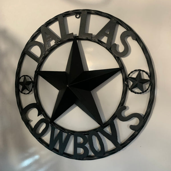 18" DALLAS COWBOYS BLACK STAR CUSTOM METAL VINTAGE LONE STAR WESTERN HOME DECOR HANDMADE