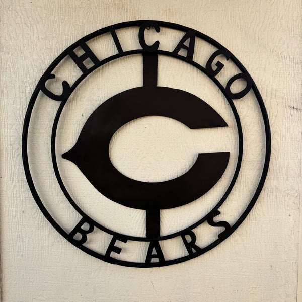 CHICAGO BEARS CUSTOM METAL VINTAGE CRAFT SIGN TEAM RISTIC BLACK HANDMADE