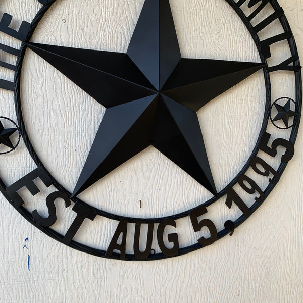 MYERS STYLE YOUR CUSTOM NAME STAR BARN STAR METAL LONE STAR WESTERN HOME DECOR RUSTIC BLACK HANDMADE 24",32",36",50"