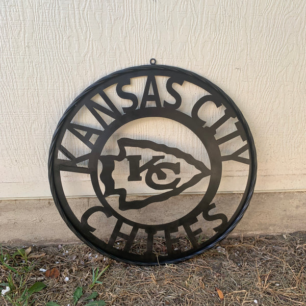 KANSAS CITY CHIEFS BLACK CUSTOM METAL LASERCUT VINTAGE CRAFT TEAM DECOR HANDMADE