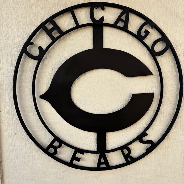 CHICAGO BEARS CUSTOM METAL VINTAGE CRAFT SIGN TEAM RISTIC BLACK HANDMADE