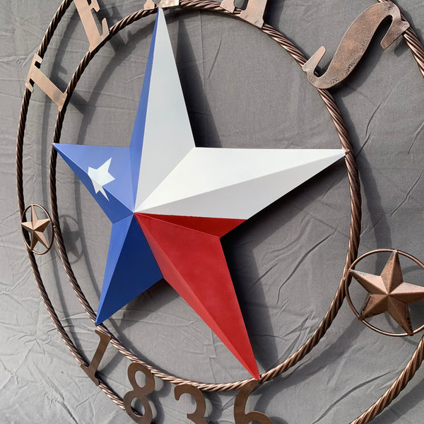 1836 TEXAS FLAG STAR RED WHITE BLUE TWISTED BRONZE RING WESTERN HOME DECOR HANDMADE NEW