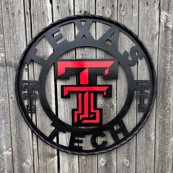 TEXAS TECH CUSTOM METAL VINTAGE SIGN WESTERN HOME DECOR HANDMADE
