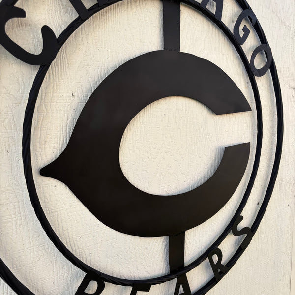 CHICAGO BEARS CUSTOM METAL VINTAGE CRAFT SIGN TEAM RISTIC BLACK HANDMADE