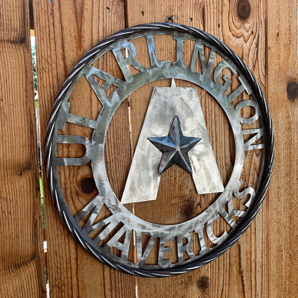 UTA ARLINGTON CUSTOM RAW METAL VINTAGE CRAFT TEAM SIGN WETSERN HOME DECOR HANDMADE