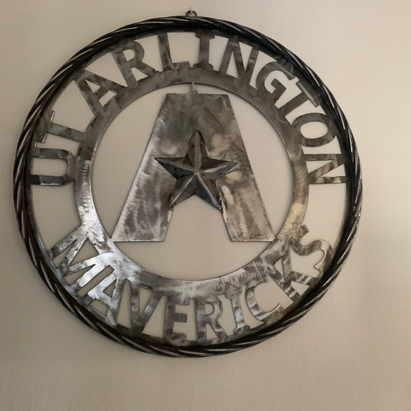 UTA ARLINGTON CUSTOM RAW METAL VINTAGE CRAFT TEAM SIGN WETSERN HOME DECOR HANDMADE