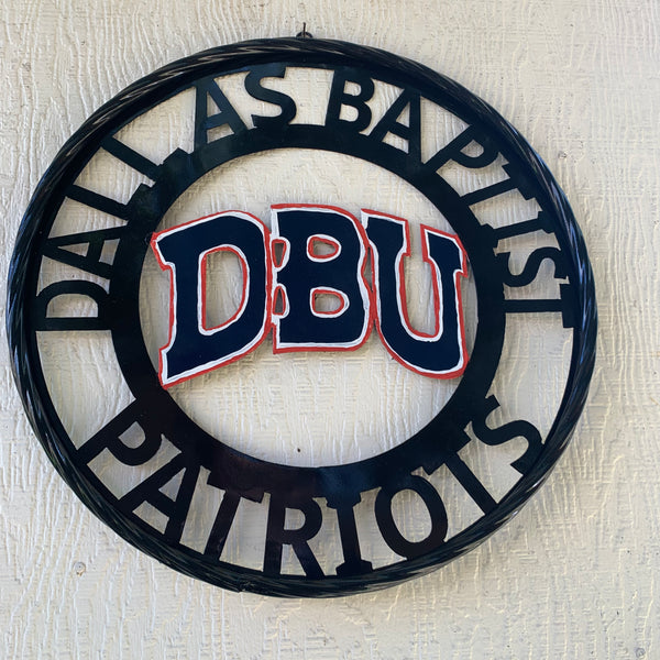 DBU DALLAS BAPTIST PATRIOTS CUSTOM METAL VINTAGE CRAFT TEAM SIGN WESTERN HOME DECOR HANDMADE