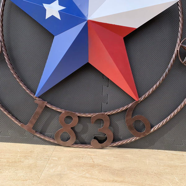 1836 TEXAS FLAG STAR RED WHITE BLUE TWISTED BRONZE RING WESTERN HOME DECOR HANDMADE NEW