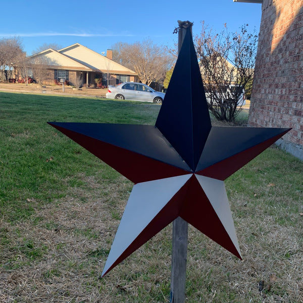 16",24",36" RED WHITE & BLUE METAL BARN STAR METAL WALL ART HANDMADE