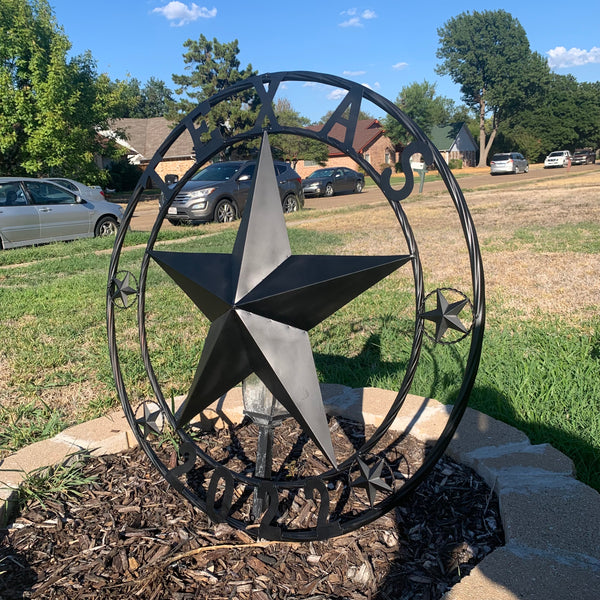 TEXAS 2022 STYLE CUSTOM NAME STAR BARN METAL LONE STAR 3d TWISTED ROPE RING WESTERN HOME DECOR RUSTIC  BLACK HANDMADE 24",32",34",36",40",42",44",46",50"