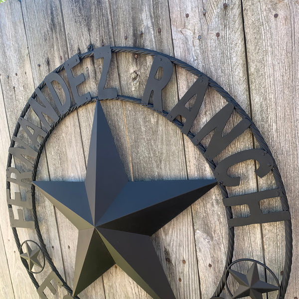 FERNANDEZ RANCH STYLE YOUR CUSTOM NAME STAR BARN STAR METAL LONE STAR WESTERN HOME DECOR RUSTIC BLACK HANDMADE 24",32",36",50"